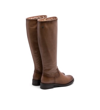 Porronet Elba taupe Leather High Boots With Zip Elba taupe