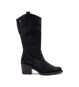 porronet Julia black leather boots -Height heel 6,5cm