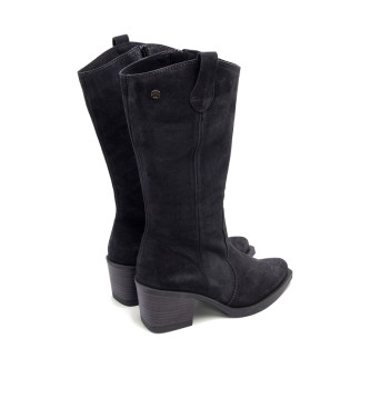 porronet Julia black leather boots -Height heel 6,5cm