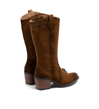 Porronet Bottes de cow-boy en cuir avec fermeture clair Hilda marron