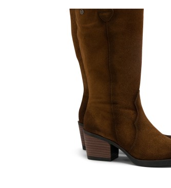 Porronet Botas Cowboy De Piel Con Cremallera Hilda marrn