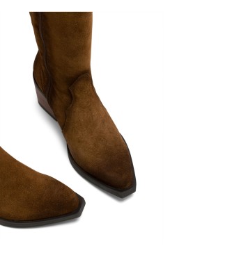 Porronet Botas Cowboy De Piel Con Cremallera Hilda marrn