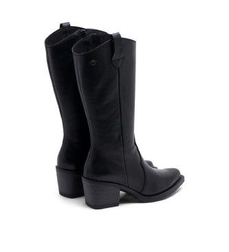 Porronet Botas Cowboy De Piel negro Con Cremallera Helga negro