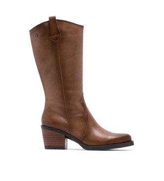 Porronet Botas Cowboy De Piel Taupe Con Cremallera Helga taupe