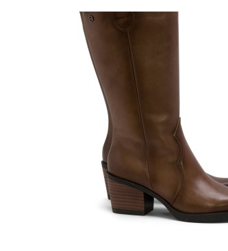 Porronet Botas Cowboy De Piel Taupe Con Cremallera Helga taupe