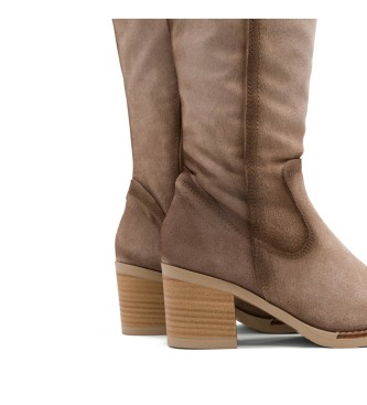 Porronet Jimae - Bottes en cuir beige avec fermeture clair