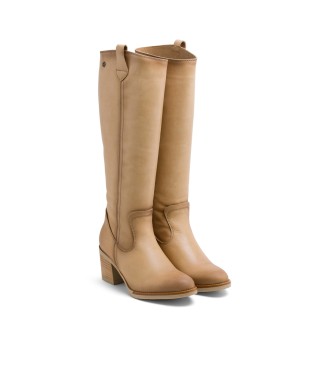 Porronet Bottes en cuir camel avec fermeture clair Jemma Beige