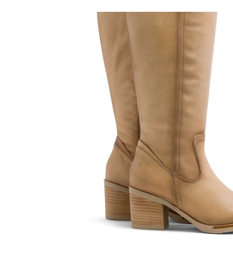 Porronet Camel lderstvler med lynls Jemma Beige