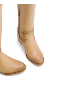 Porronet Botas De Piel Camel Con Cremallera Jemma beige