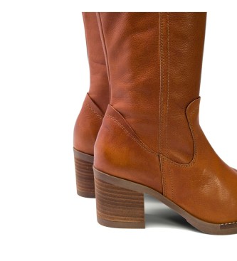 porronet Nina brown leather boots -Height heel 6,5cm