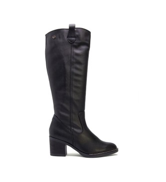 porronet Nina black leather boots -Height heel 6,5cm