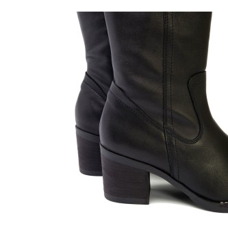 porronet Nina black leather boots -Height heel 6,5cm