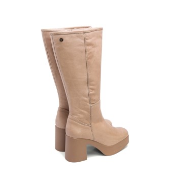 Porronet Bottes  talons en cuir avec fermeture clair Lea taupe