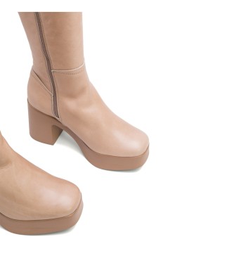 Porronet Botas De Tacn de piel Con Cremallera Lea taupe