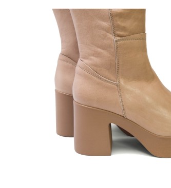 Porronet Bottes  talons en cuir avec fermeture clair Lea taupe