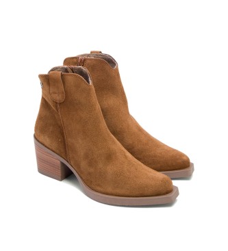 Porronet Bottines en cuir Jara marron - Hauteur du talon 6,5cm