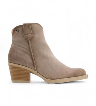 Porronet Bottines en cuir taupe Hebe