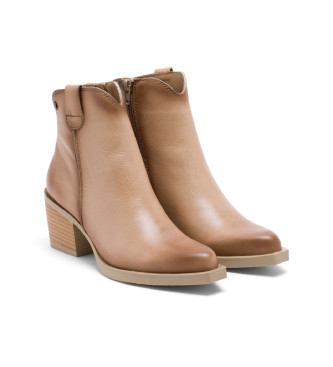 Porronet Bottes de cow-boy en cuir beige camel avec fermeture clair Hadria beige