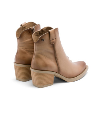 Porronet Bottes de cow-boy en cuir beige camel avec fermeture clair Hadria beige