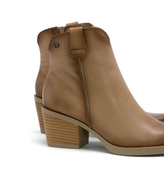 Porronet Bottes de cow-boy en cuir beige camel avec fermeture clair Hadria beige