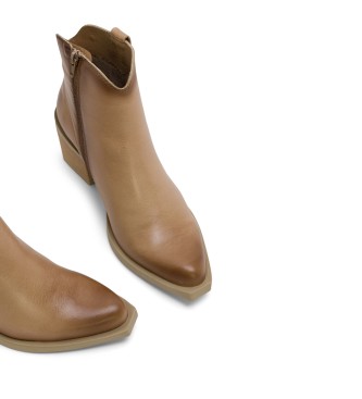 Porronet Beige Camel Cowboy Boots i lder med dragkedja Hadria beige