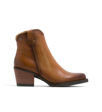 Porronet Leather Cowboy Ankle Boots With Brown Hadria Zipper