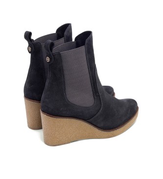 porronet Leather ankle boots Malena black -Height wedge 7,5cm