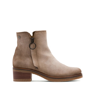 Porronet Bottines en cuir avec fermeture clair Gleda beige