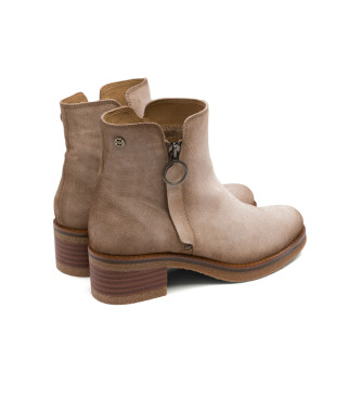 Porronet Lederstiefeletten mit Reiverschluss Gleda beige