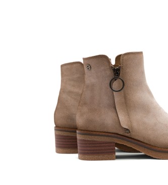 Porronet Bottines en cuir avec fermeture clair Gleda beige