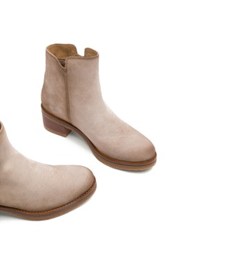 Porronet Bottines en cuir avec fermeture clair Gleda beige