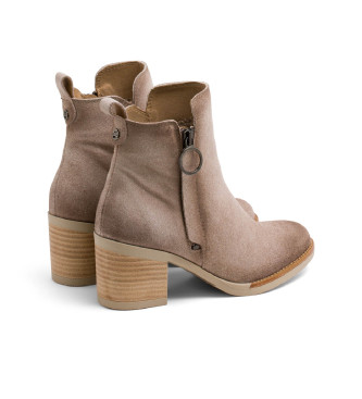 Porronet Juno Zippered Leather Ankle Boots beige