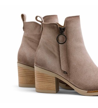 Porronet Juno Zippered Leather Ankle Boots beige