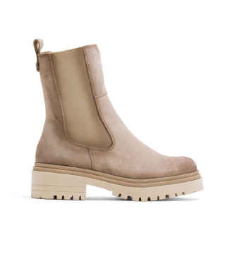 Porronet Bottines en cuir avec lastiques Fleur beige