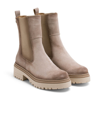 Porronet Bottines en cuir avec lastiques Fleur beige