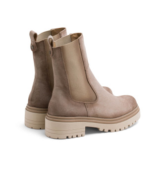 Porronet Stivaletti In Pelle Fleur Beige Con Elastici