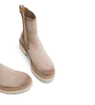 Porronet Bottines en cuir avec lastiques Fleur beige