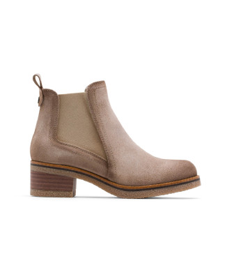 Porronet Leather Ankle Boots With Elastics Gillian beige