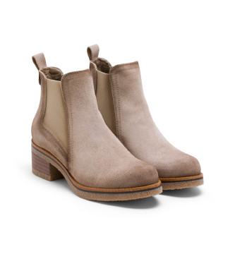 Porronet Leather Ankle Boots With Elastics Gillian beige