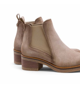 Porronet Leather Ankle Boots With Elastics Gillian beige