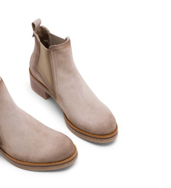 Porronet Leather Ankle Boots With Elastics Gillian beige