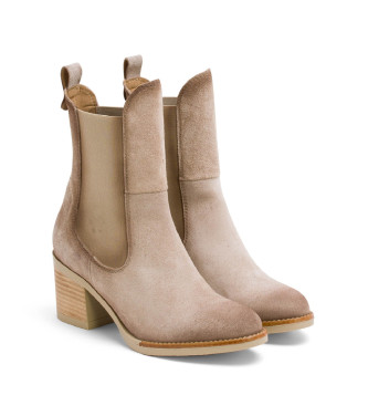 Porronet Lederstiefeletten mit Gummizug Jana beige