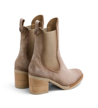 Porronet Lederstiefeletten mit Gummizug Jana beige