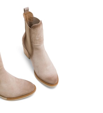 Porronet Lederstiefeletten mit Gummizug Jana beige