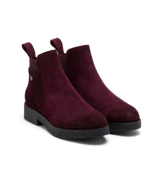 Porronet Danna Leather Elasticated Ankle Boots burgundy