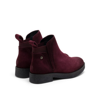 Porronet Danna Leather Elasticated Ankle Boots burgundy