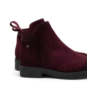 Porronet Danna Leather Elasticated Ankle Boots burgundy