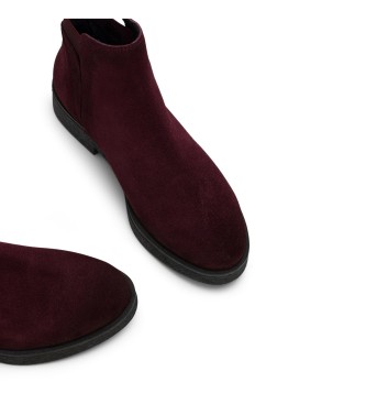 Porronet Danna Leather Elasticated Ankle Boots burgundy