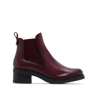 Porronet Leather Elasticated Ankle Boots Giannina burgundy