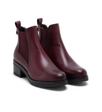 Porronet Leather Elasticated Ankle Boots Giannina burgundy